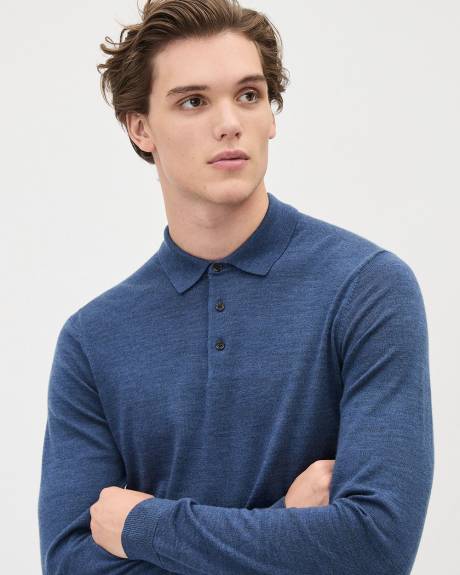 Long-Sleeve Merino-Wool Polo