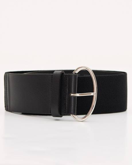 Large Elastic Faux Leather Waist Belt