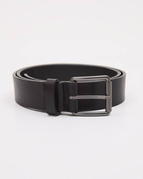 Ceinture en Cuir Noir avec Boucle Carrée