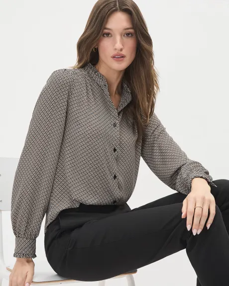 Blouse Boutonnée en Crêpe Soyeuse à Manches Longues