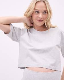 Cropped Short-Sleeve Loose Tee - Thyme Maternity