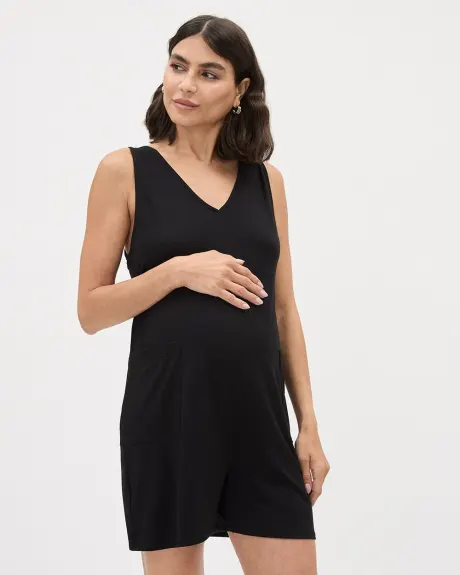 Sleeveless Nursing Romper - Thyme Maternity