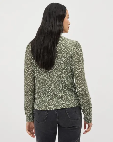 Long-Puffy-Sleeve Top with Buttons at Shoulder