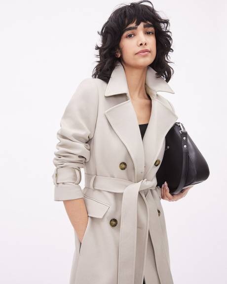 Double-Breasted Twill Trench Coat with Belt