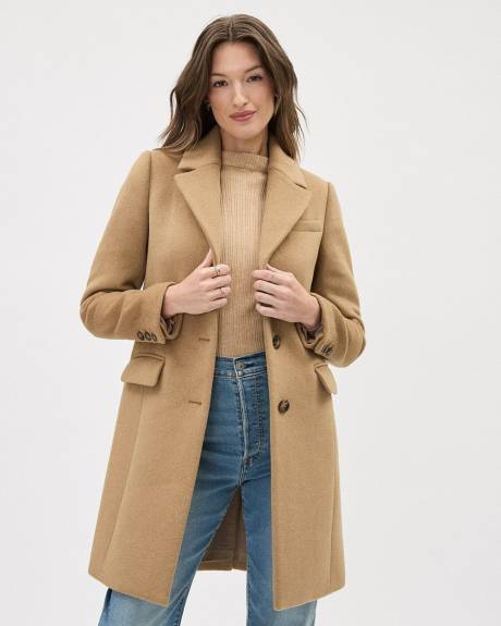 Classic Three-Button Closure Wool Coat