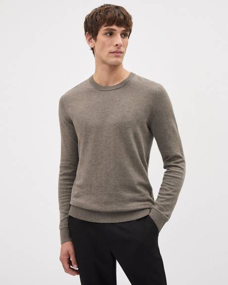 Solid Long-Sleeve Crew-Neck Sweater