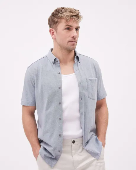 Short-Sleeve Piqué Cotton Shirt