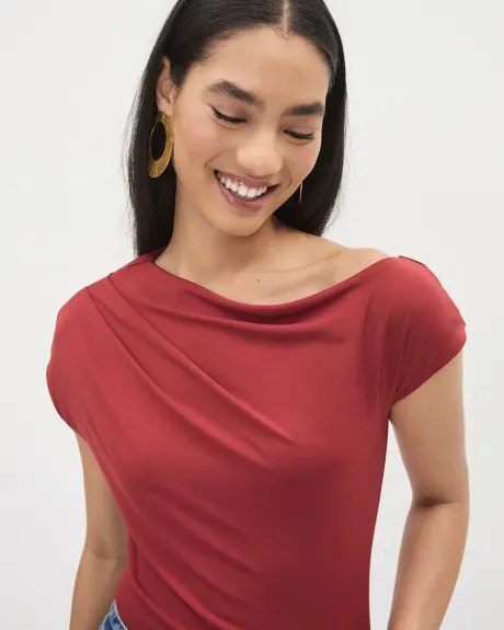 Short-Sleeve Tee with Asymmetrical Neckline