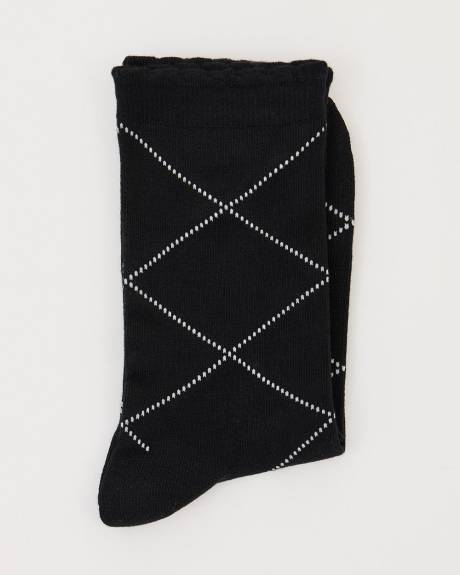 Bamboo Crew Socks with Argyle Pattern