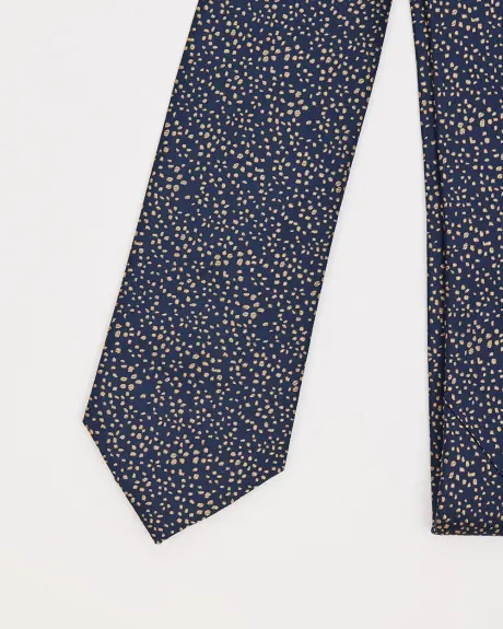 Navy Regular Tie with Golden Dots