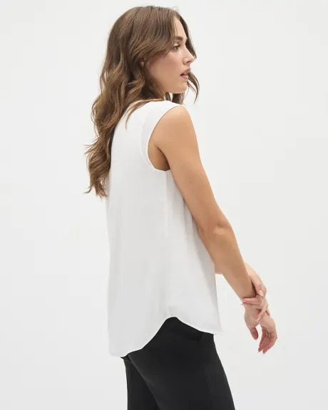 Basic Silky Crepe Cap Sleeve Blouse