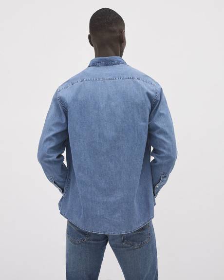 Chemise en Denim à Manches Longues avec Poche Poitrine