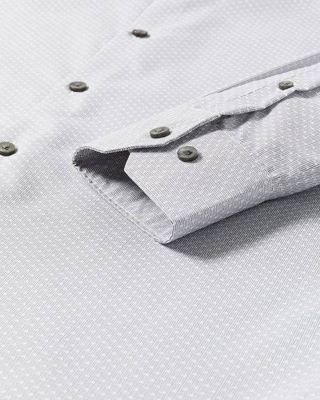 Tailored-Fit Grey Dobby Dress Shirt