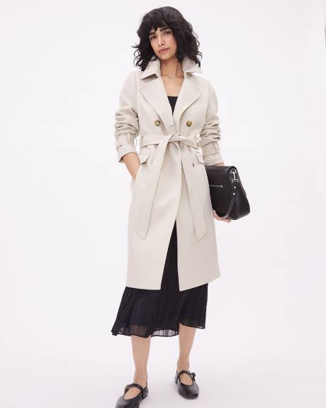 Double-Breasted Twill Trench Coat with Belt